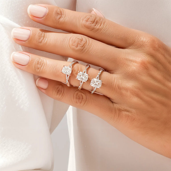 Twist Radiant gesneden verlovingsring met diamantaccenten