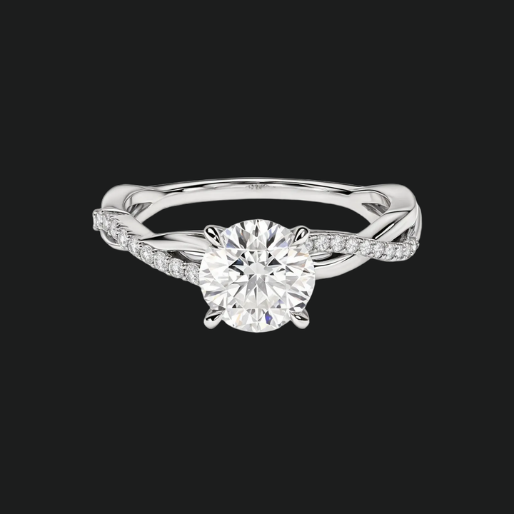 Draai pavé ronde diamant accenten verlovingsring