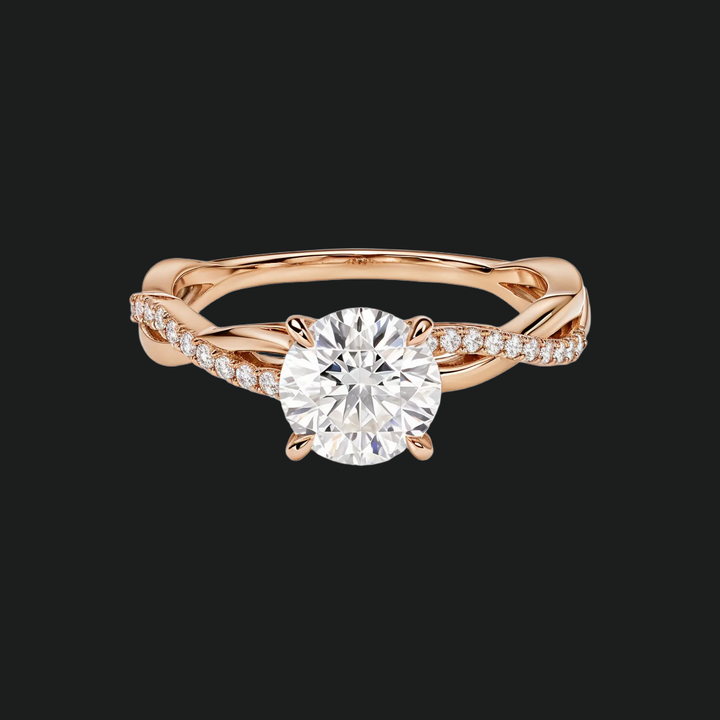 Draai pavé ronde diamant accenten verlovingsring