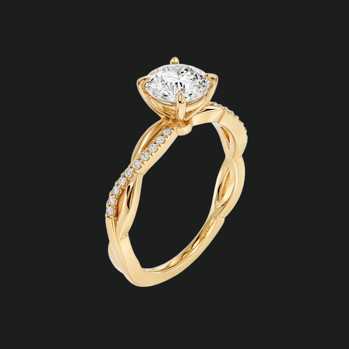 Draai pavé ronde diamant accenten verlovingsring