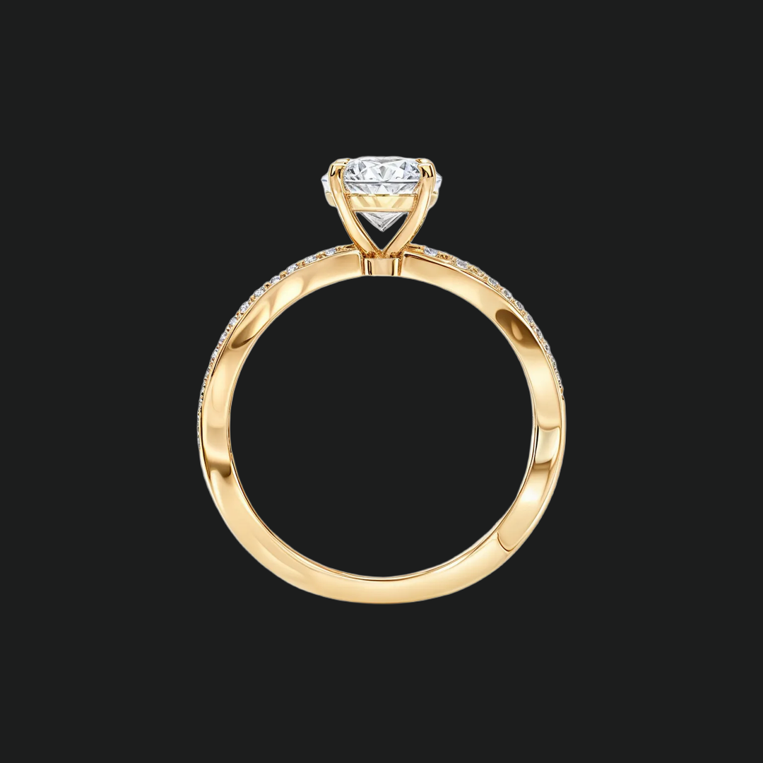 Draai pavé ronde diamant accenten verlovingsring