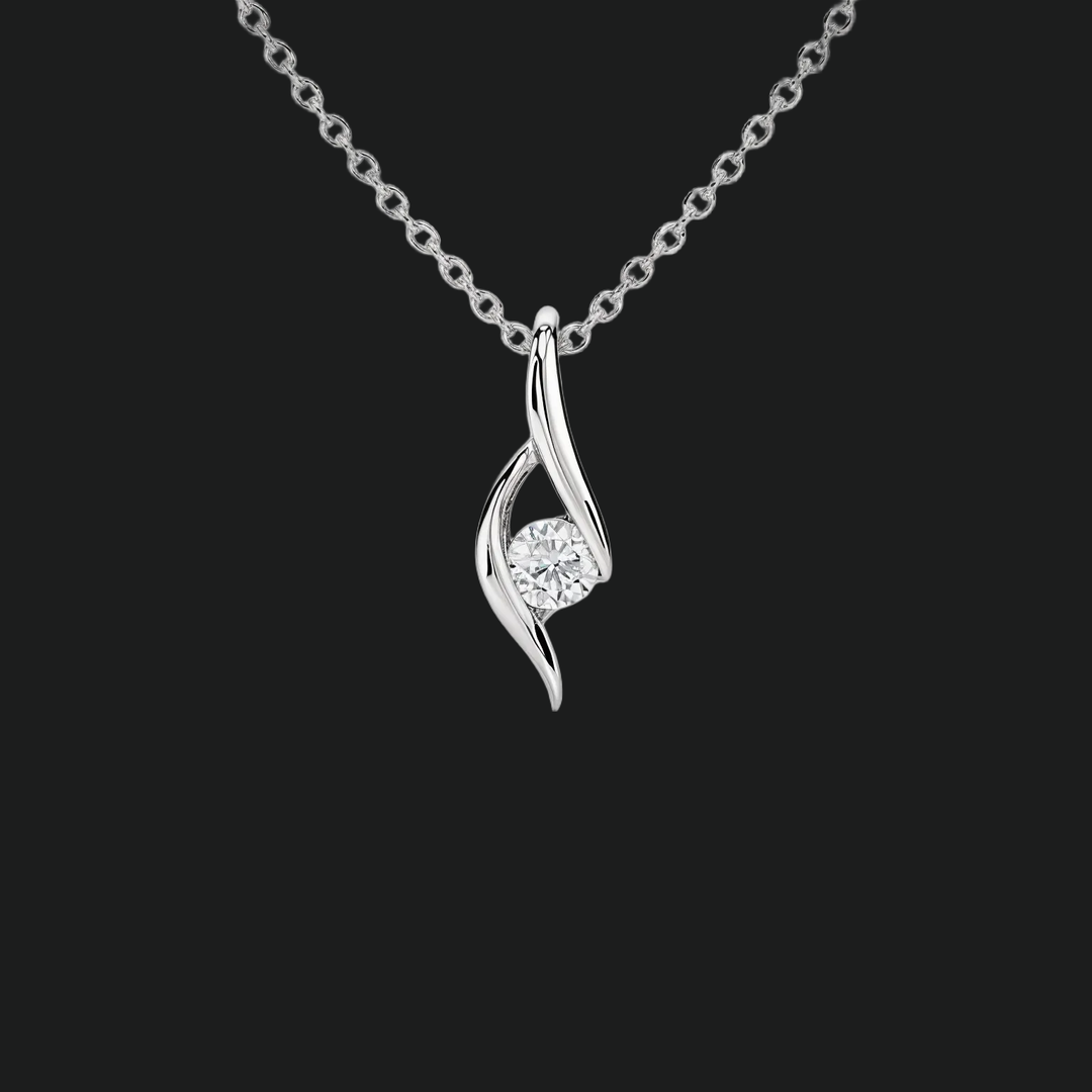 Twist Solitaire Round Diamond Anhänger Halskette