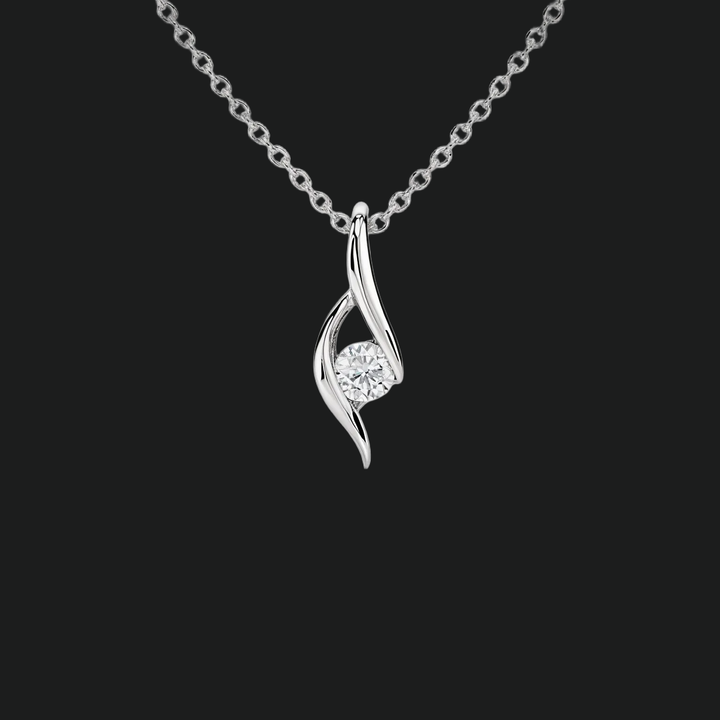 Twist Solitaire Round Diamond Anhänger Halskette