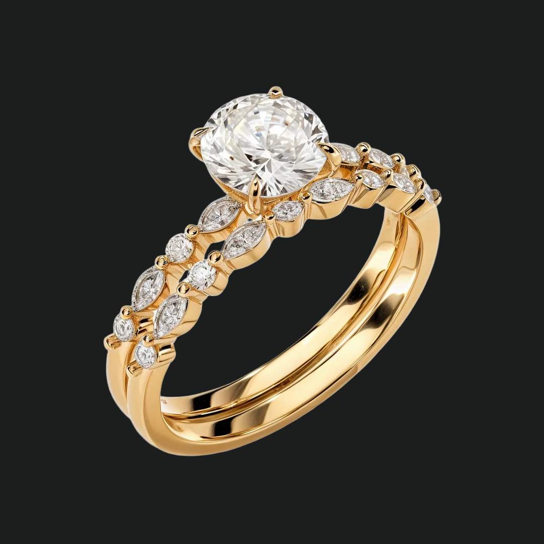 Versailles Round Diamond Accenten Bridal Set