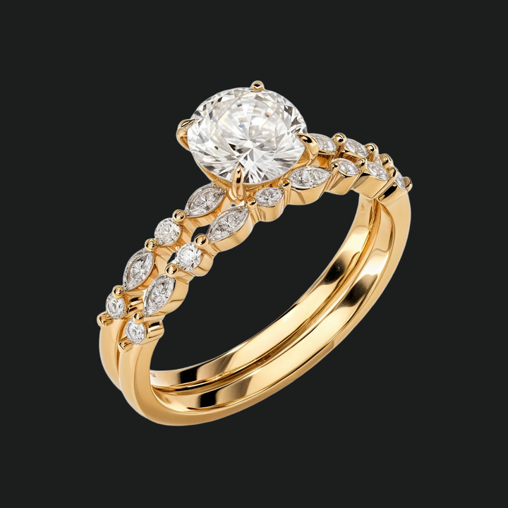Versailles Round Diamond Accenten Bridal Set