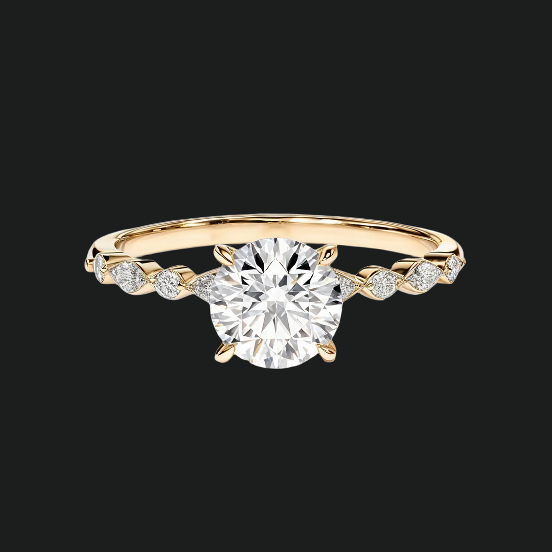 Versailles bloemen draai ronde diamant verlovingsring in 9kt witgoud