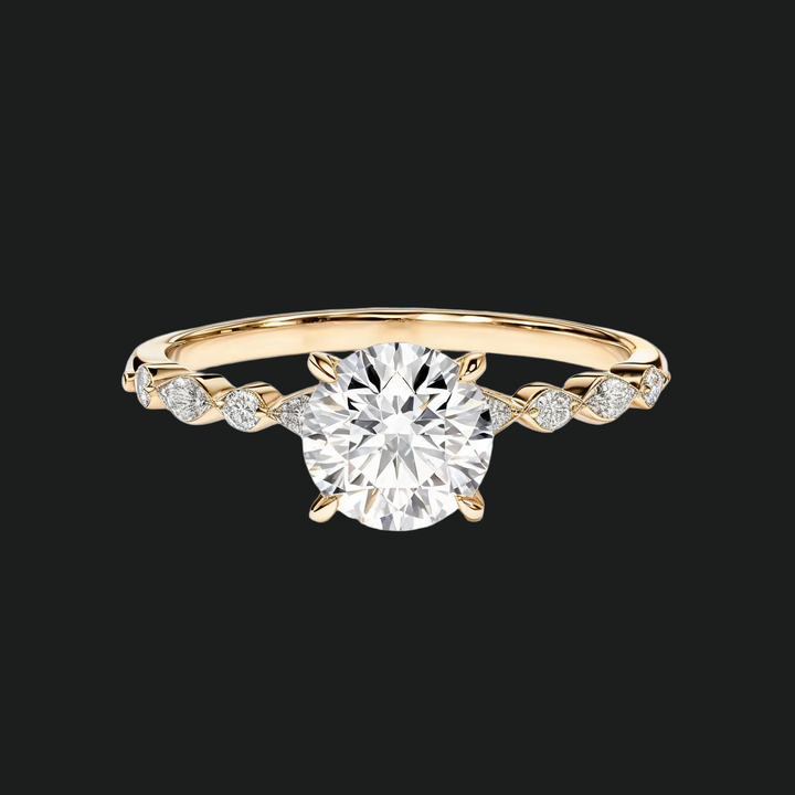 Versailles bloemen draai ronde diamant verlovingsring in 9kt witgoud