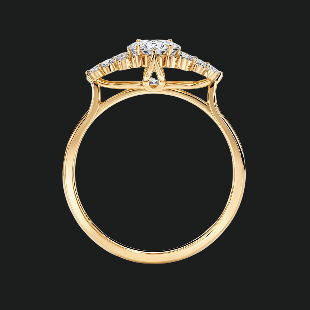 Vintage Oval Halo Engagement Ring with Diamond Accents