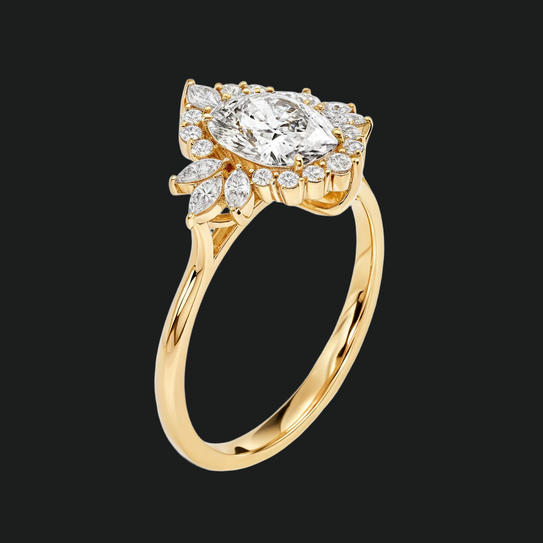 Vintage Oval Halo Engagement Ring with Diamond Accents