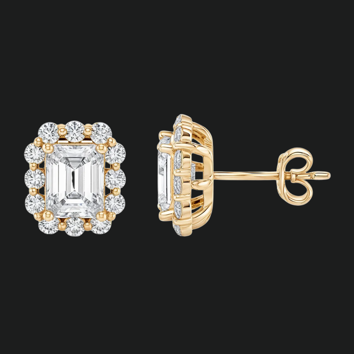 Emerald Cut Diamond Halo Stud -oorbellen (1)