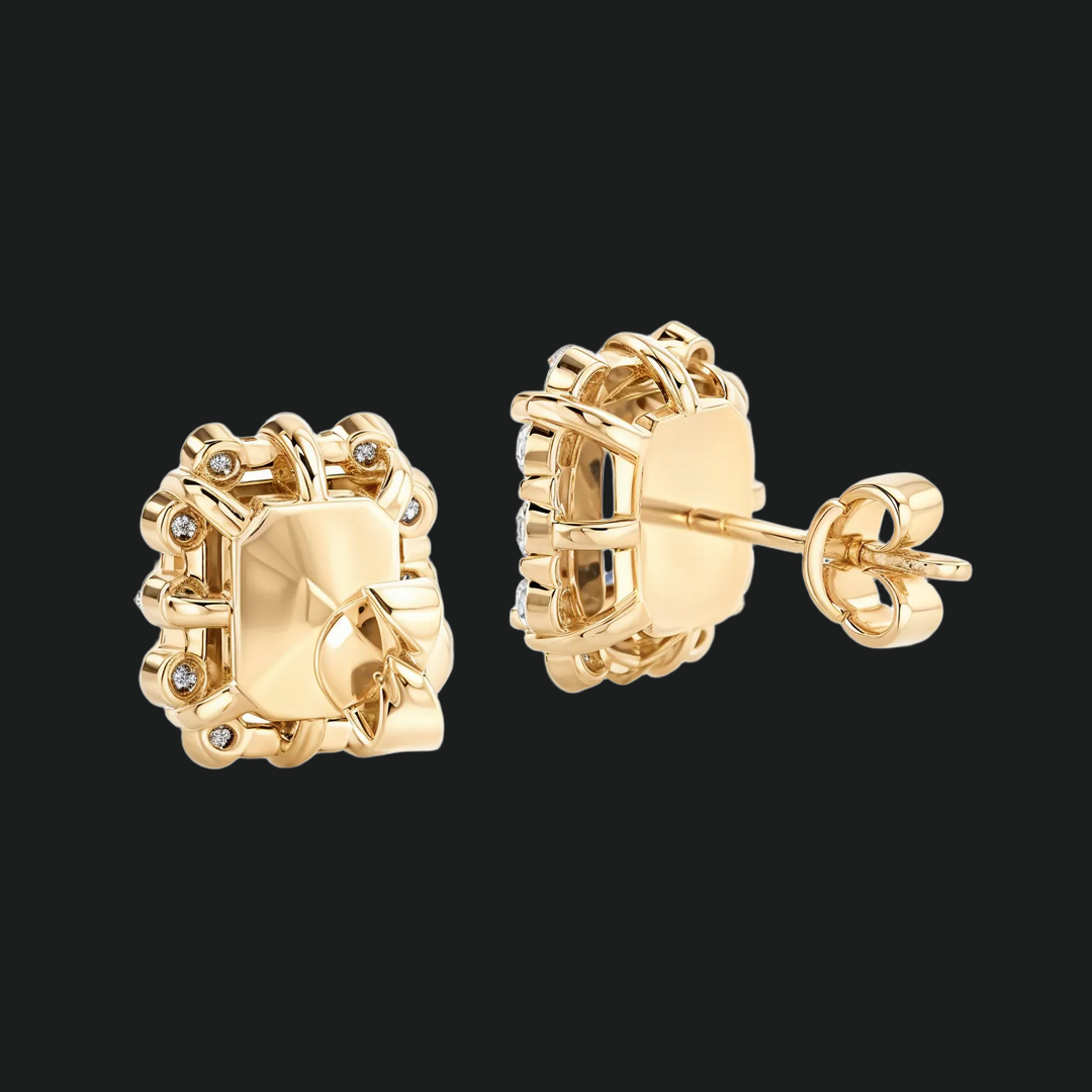 Emerald Cut Diamond Halo Stud -oorbellen (1)