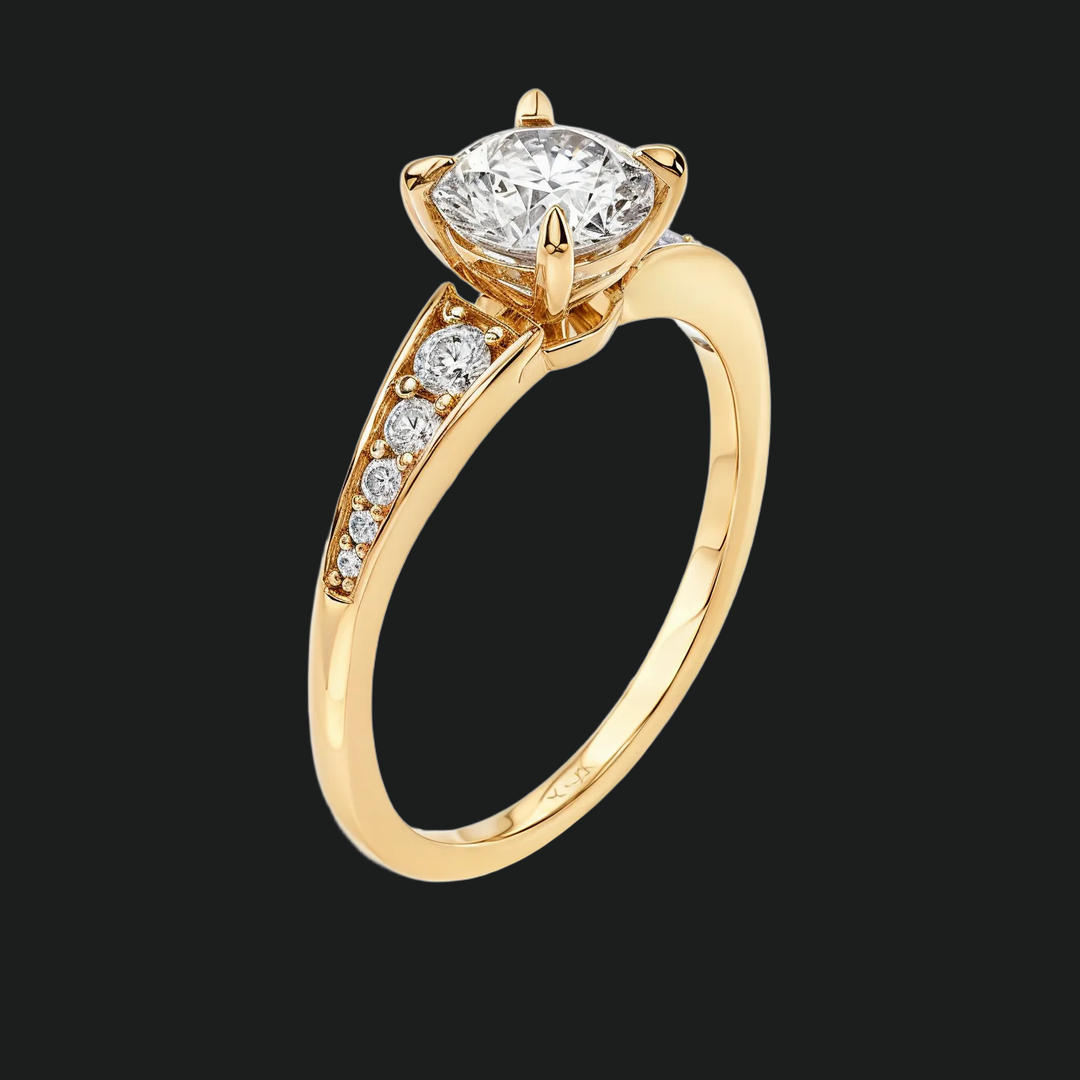 Afgestudeerde Pavé Round Diamond Accenten verlovingsring