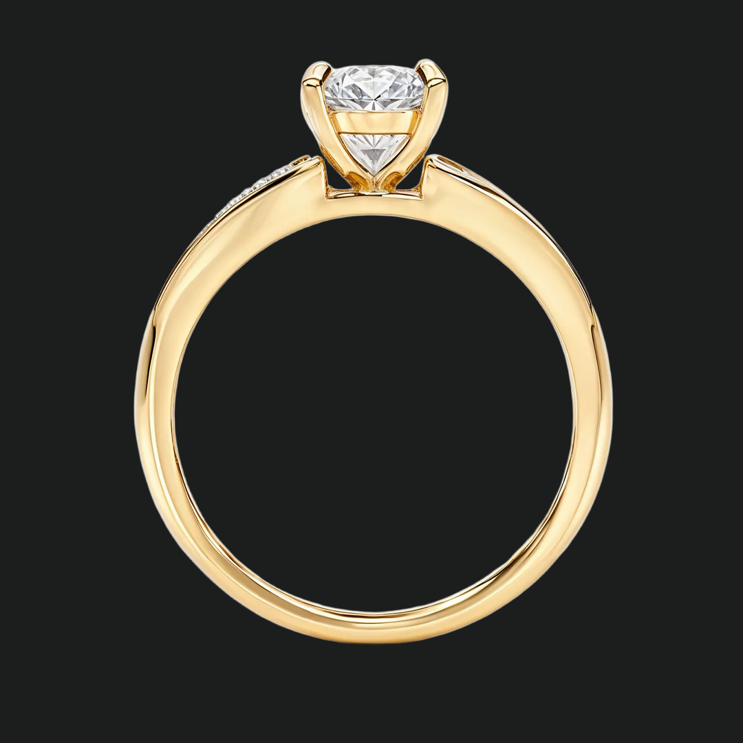 Afgestudeerde Pavé Round Diamond Accenten verlovingsring