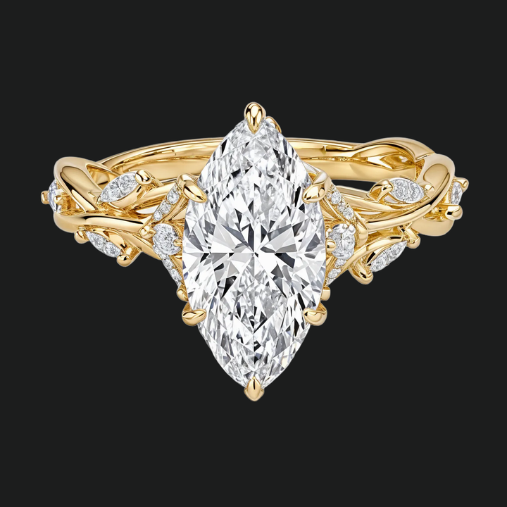 Flüstern von Reben Marquise Diamond Akzente Verlobungsring in 9KT Weißgold