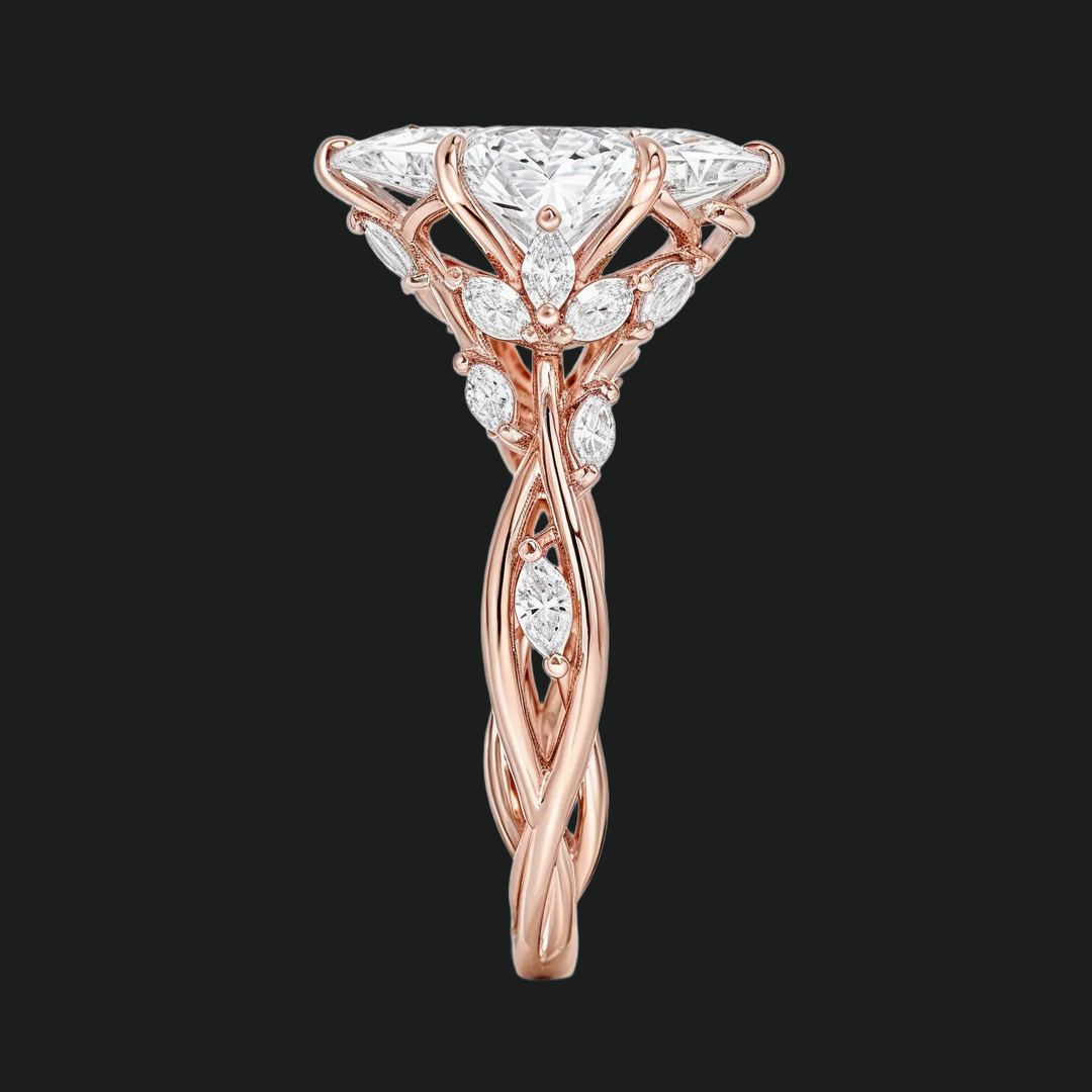 Flüstern von Reben Marquise Diamond Akzente Verlobungsring