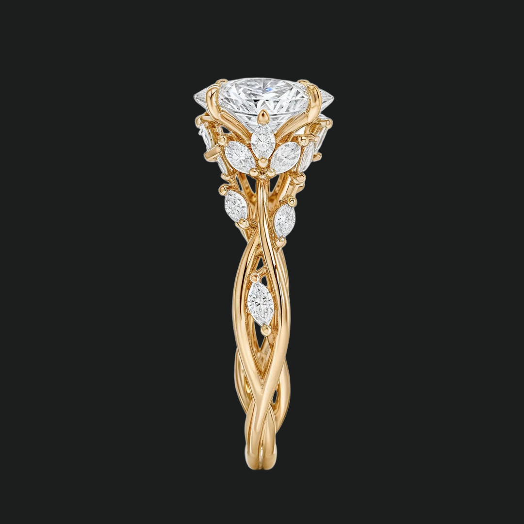Ovaal gesneden diamant accenten verlovingsring met marquise band