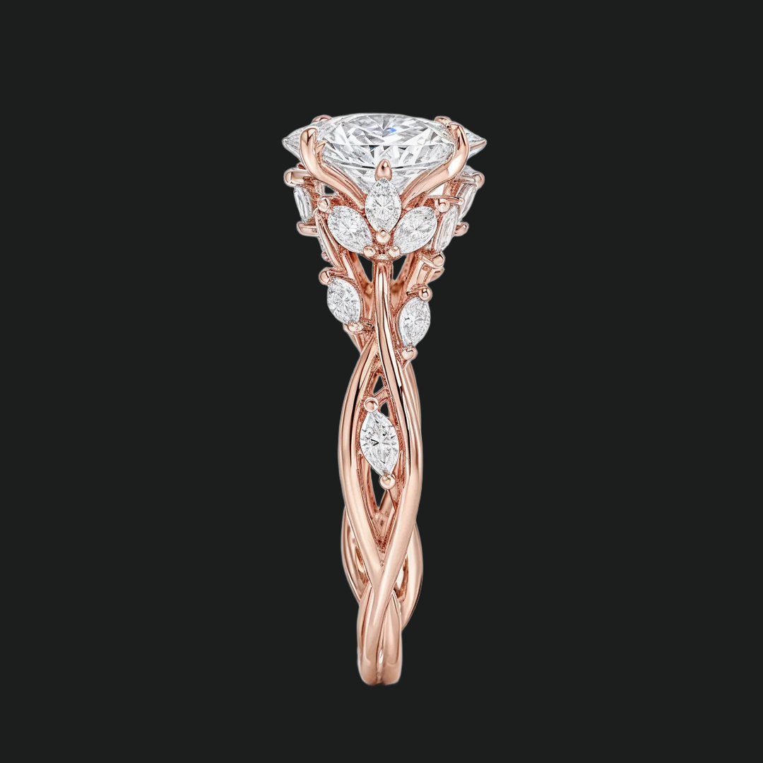 Ovaal gesneden diamant accenten verlovingsring met marquise band