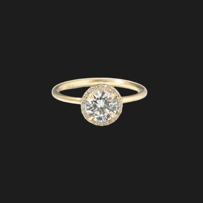 18K Yellow Gold Round Halo Engagement Ring