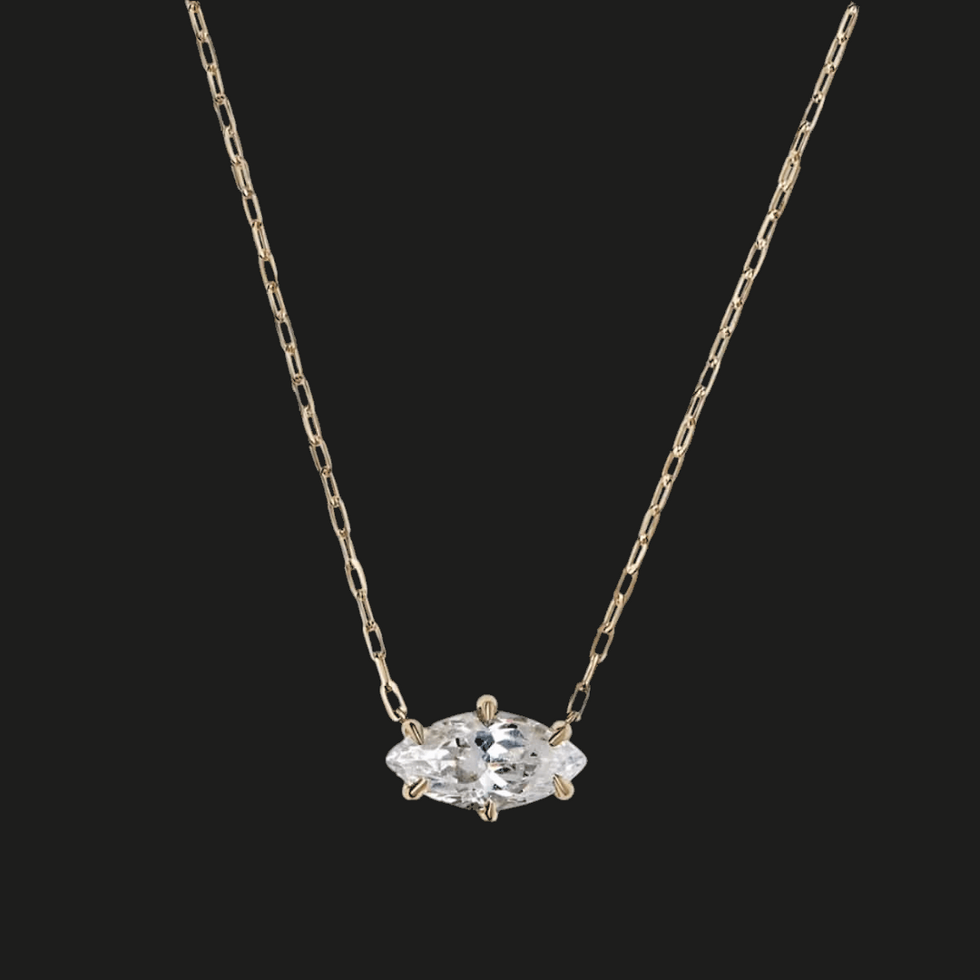 Marquise Diamond Pendant Necklace 14K Yellow Gold Marquise