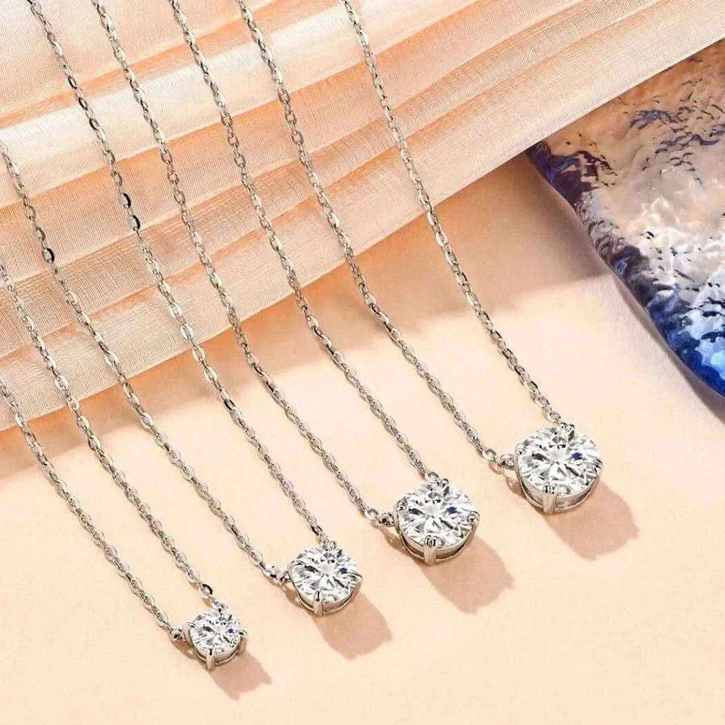 Round Brilliant Moissanite Pendant Gold Plated