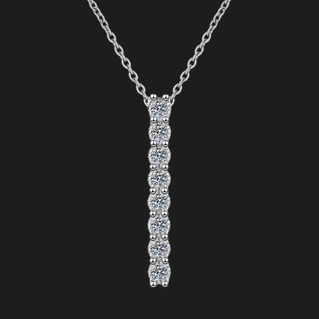 Moissanite Vertical Bar Necklace