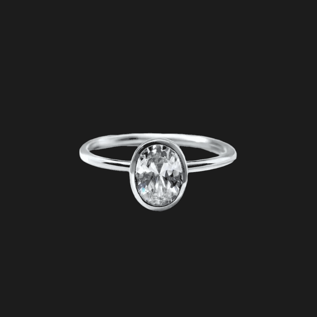 Oval Bezel Set Diamond Ring Oval