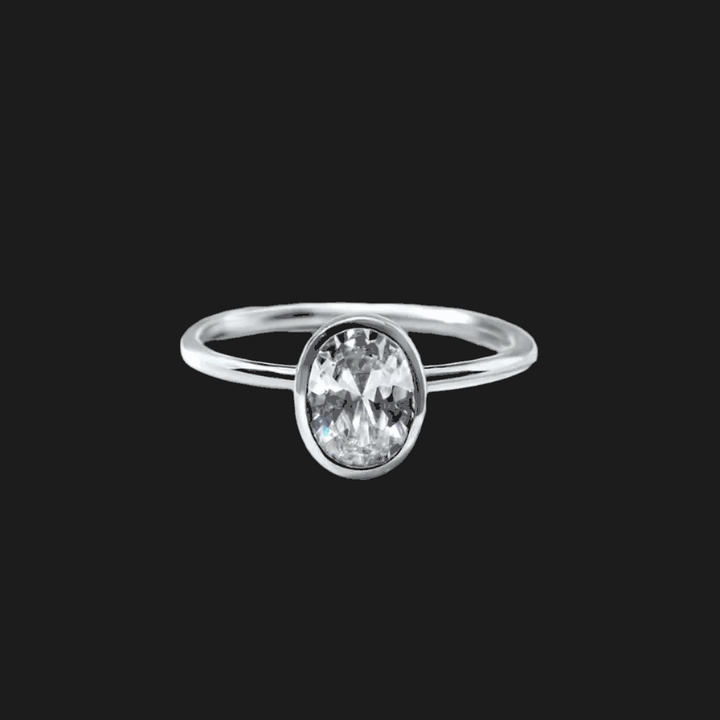 Oval Bezel Set Diamond Ring Oval