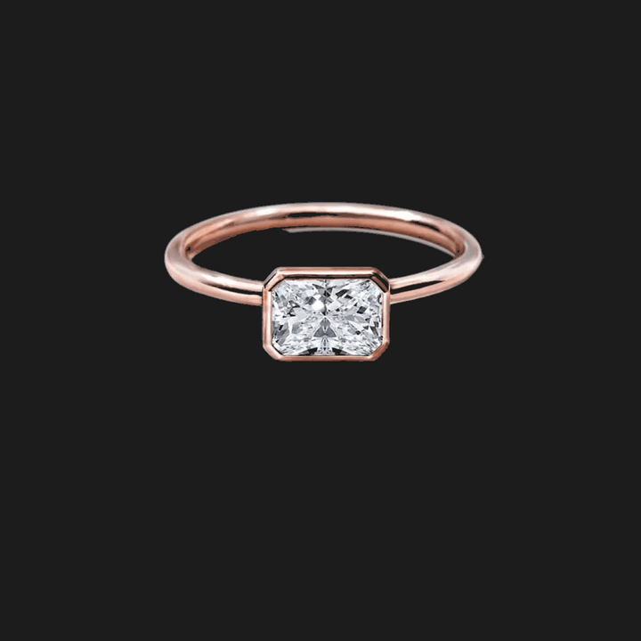 Oval Bezel Set Diamond Ring 18K Rose Gold Radiant