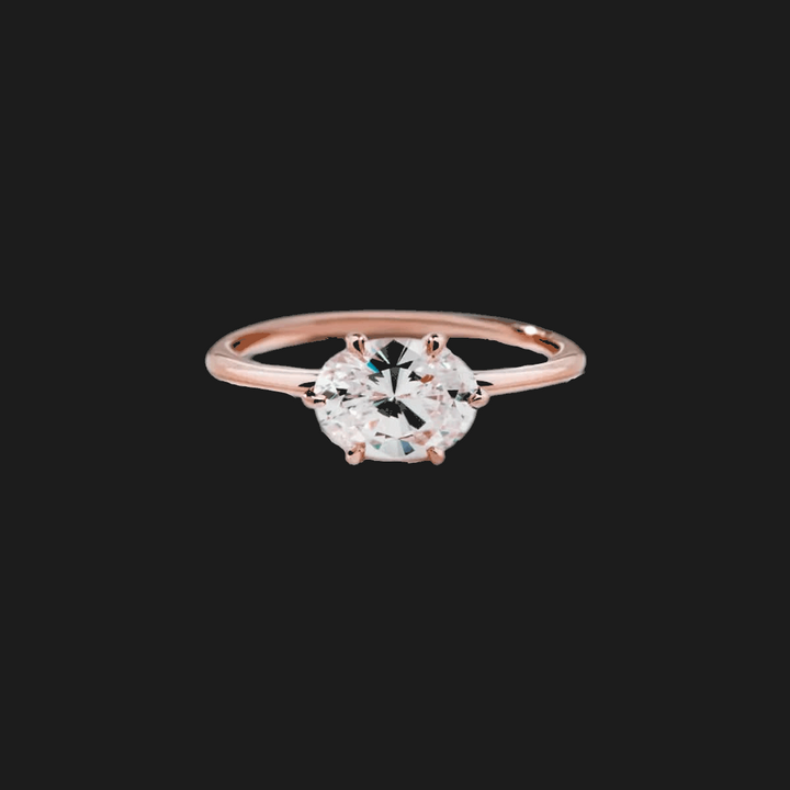 Oval Diamond Solitaire Ring 18K Rose Gold Oval