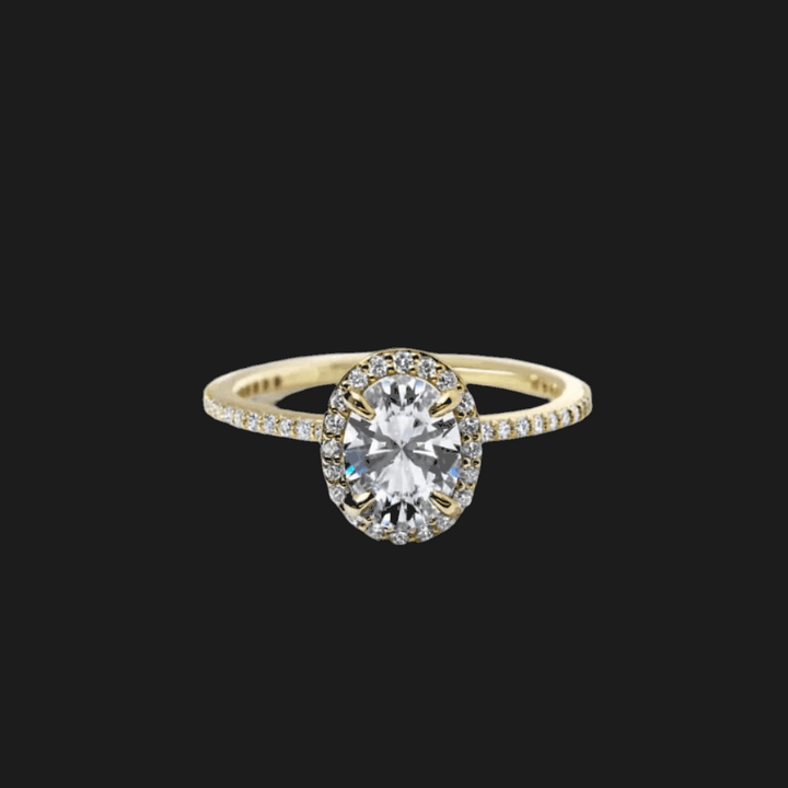 Oval Halo Diamond Engagement Ring 18K Yellow Gold Oval