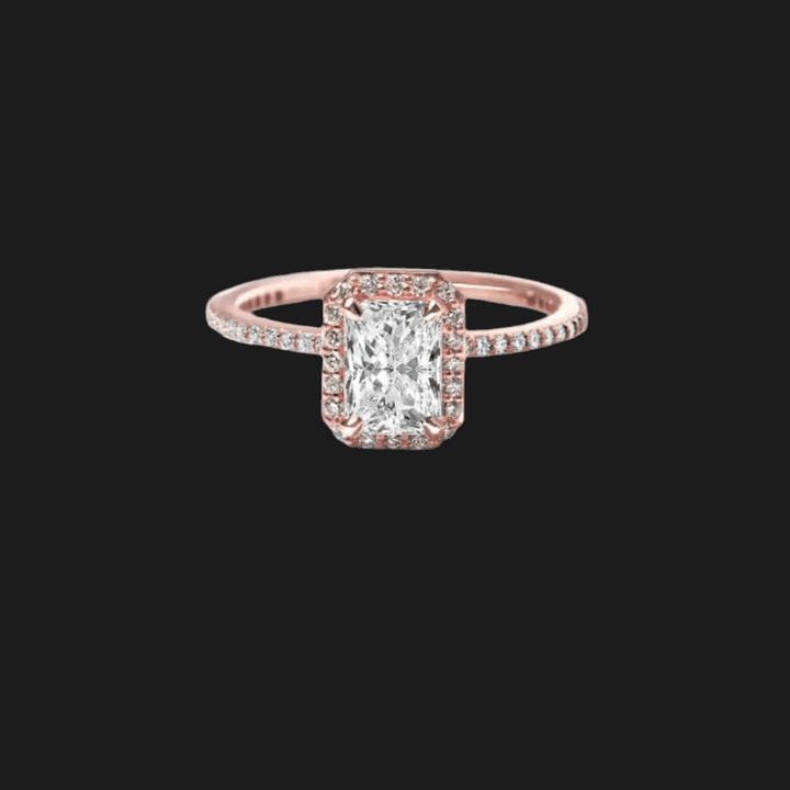 Oval Halo Diamond Engagement Ring 18K Rose Gold Radiant