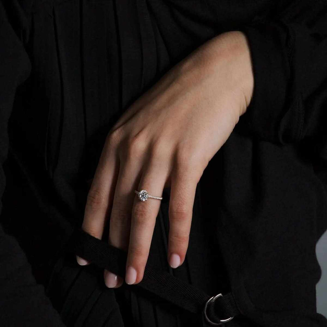 Oval Pavé Diamond Engagement Ring