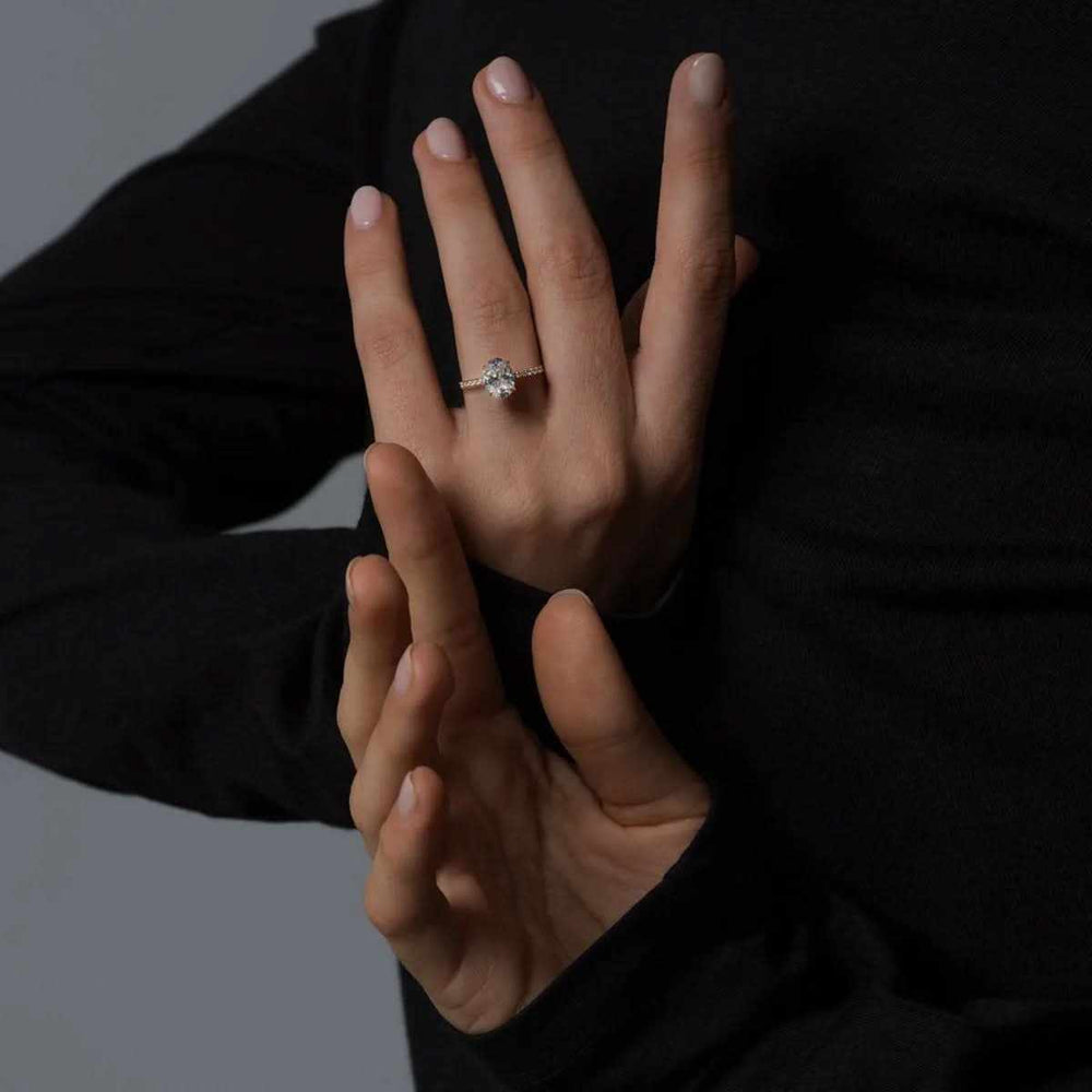 Oval Pavé Diamond Engagement Ring