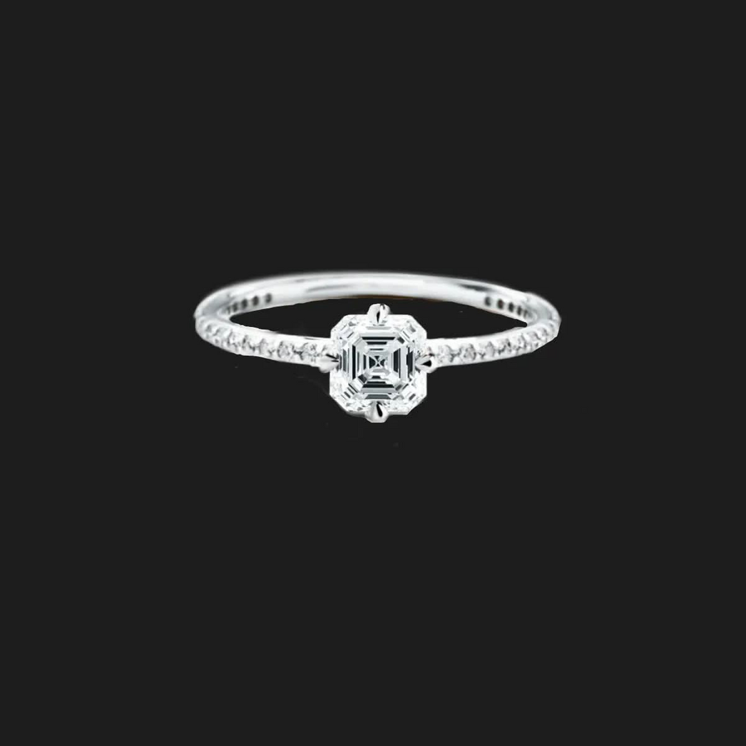 Oval Pavé Diamond Engagement Ring Asscher