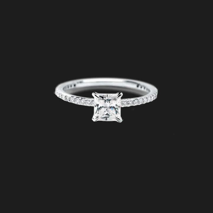 Oval Pavé Diamond Engagement Ring Princess