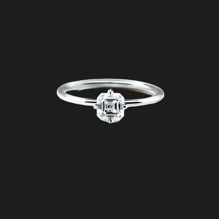 Anello Solitario Principessa Diamante Taglio Asscher