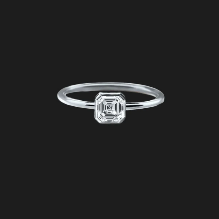 Radiant Bezel Set Diamond Ring Asscher