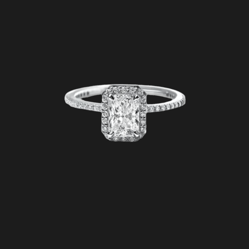 Anello di Fidanzamento con Diamante Radiant Halo