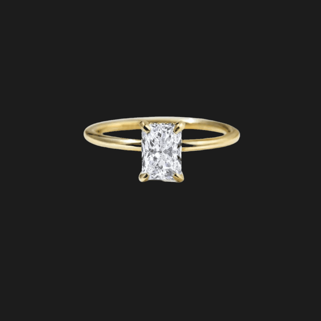 Anello Solitario Diamante Taglio Radiante Oro Giallo 18K