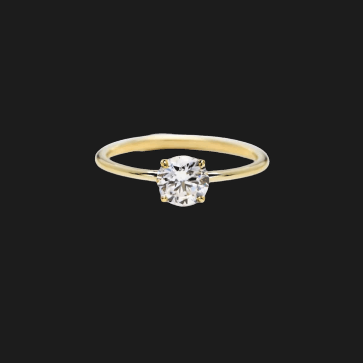 Radiant Solitaire Engagement Ring 18K Yellow Gold Round