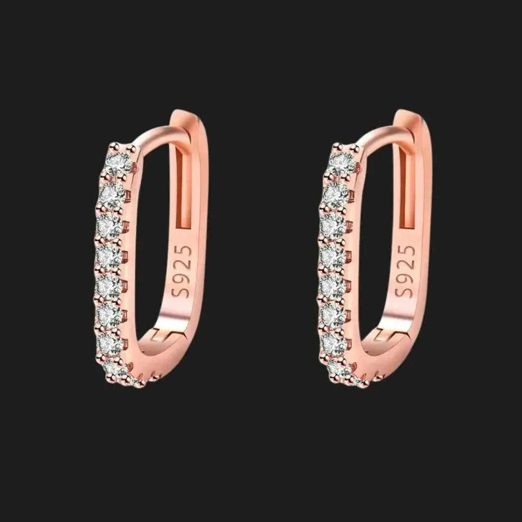Rose Gold Cubic Zirconia Huggie Hoop Earrings