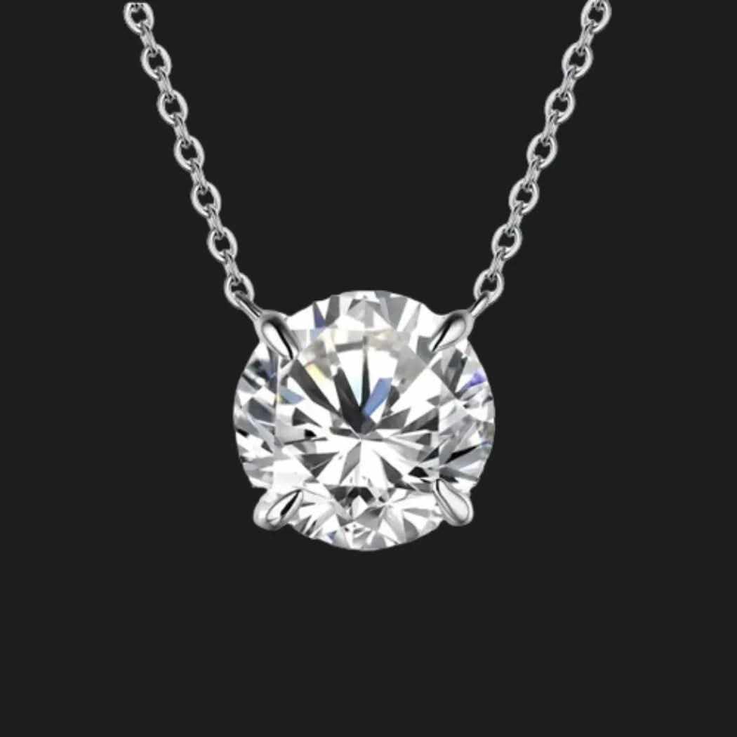 Round Brilliant Moissanite Pendant Gold Plated