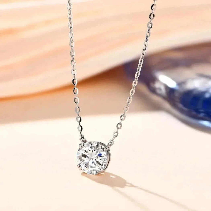 Round Brilliant Moissanite Pendant Gold Plated