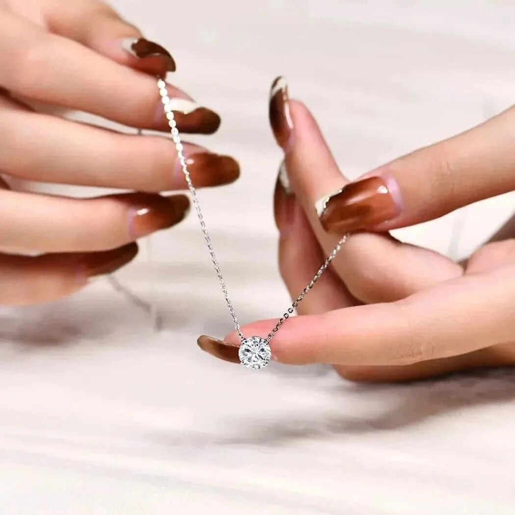 Round Brilliant Moissanite Pandan Sterling Srebrna