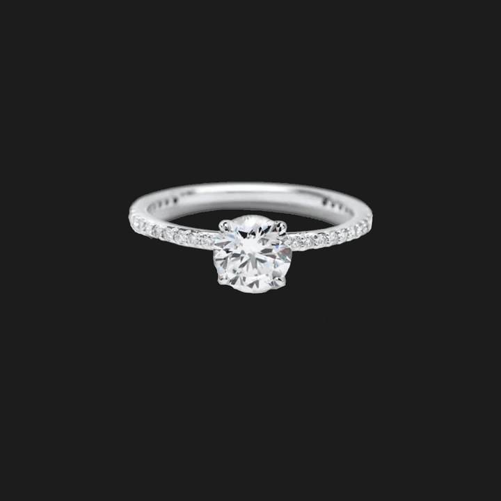 Round Pavé Diamond Engagement Ring Round