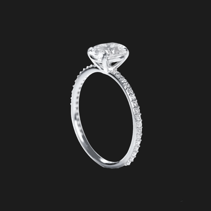 Round Pavé Diamond Engagement Ring