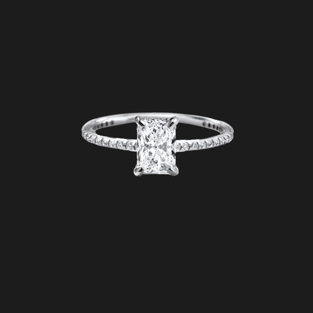Round Pavé Diamond Engagement Ring Radiant
