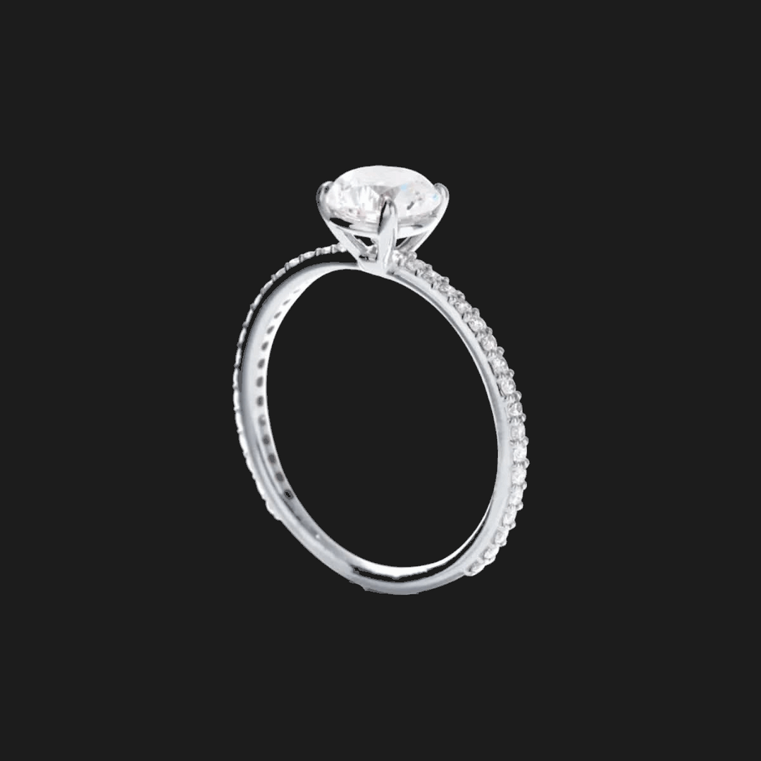 Round Pavé Diamond Engagement Ring