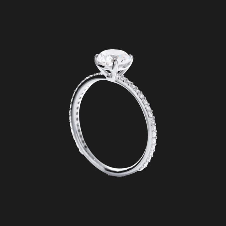 Round Pavé Diamond Engagement Ring
