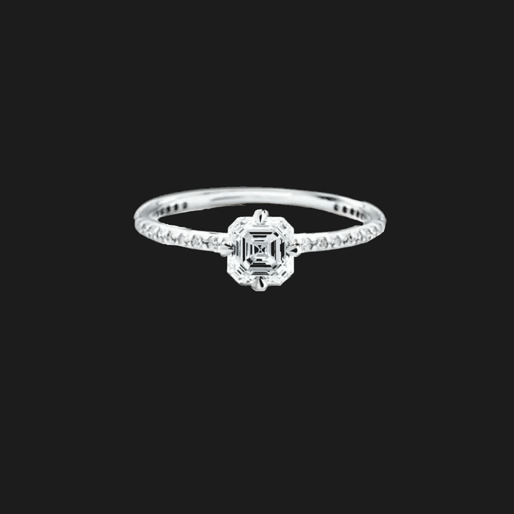 Round Pavé Diamond Engagement Ring Asscher